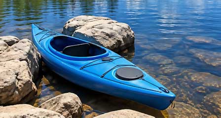 Kayaking on Woods Canyon Lake in the ponderosa pine forest near Payson Arizona