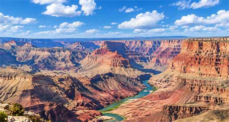 Colorado River winding through the steep canyon walls of Grand Canyon National Park Arizona