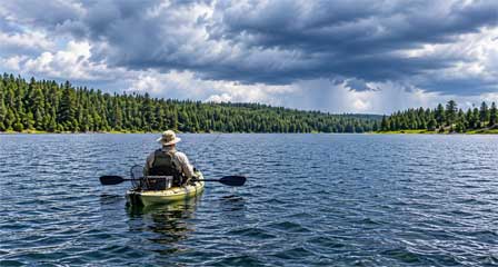 Hawley Lake surrounded by forest in Arizona's White Mountains