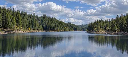 Knoll Lake surrounded by ponderosa pine forest on Arizona's Mogollon Rim