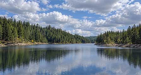 Knoll Lake surrounded by ponderosa pine forest on the Mogollon Rim near Payson Arizona