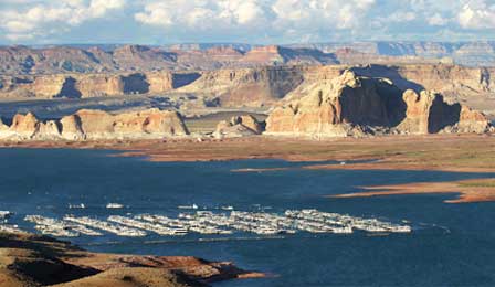 Lake Powell and marina near Page Arizona