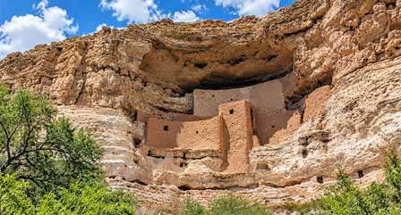 Five-story Montezuma Castle cliff dwelling built into a limestone alcove near Camp Verde Arizona