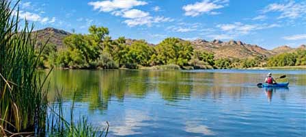 Kayak on Patagonia Lake in Patagonia Lake State Park in Southern Arizona near Nogales