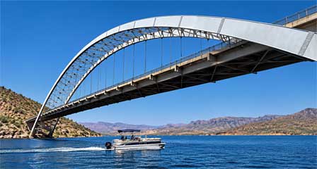 Roosevelt Lake Bridge spanning Theodore Roosevelt Lake in the Tonto Basin Arizona