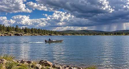 Kayakers near the dock at Show Low Lake in Arizona's White Mountains