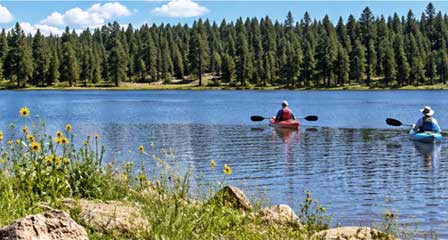Kayakers on Upper Lake Mary near Flagstaff Arizona