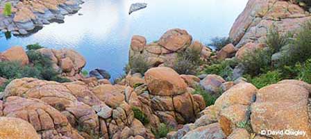 Scenic Watson Lake shoreline and Granite Dells near Prescott Arizona