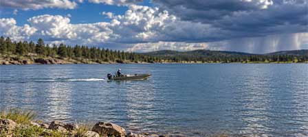 Fishing boat on Show Low Lake in Show Low Arizona