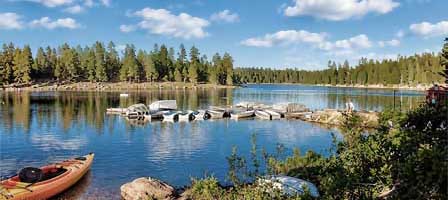 Woods Canyon Lake with boat dock and orange kayak on the Mogollon Rim Arizona