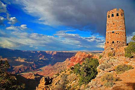 Desert View Watchtower overlooking the Grand Canyon South Rim in Northern Arizona