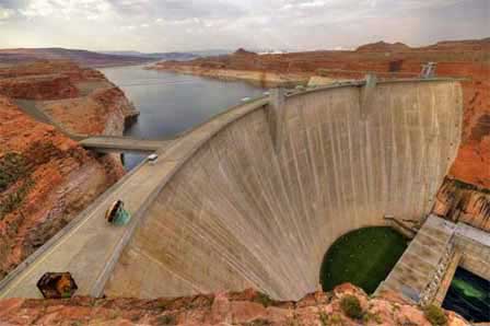 Photo of Glen Canyon Dam That Creates Lake Powell in Arizona