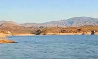 Bartlett Lake near Phoenix and Scottsdale Arizona surrounded by desert mountains