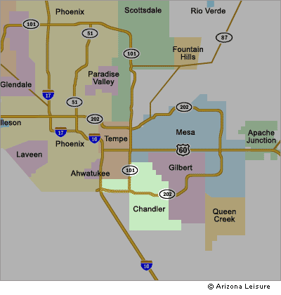 Chandler Area Map and Surrounding Cities