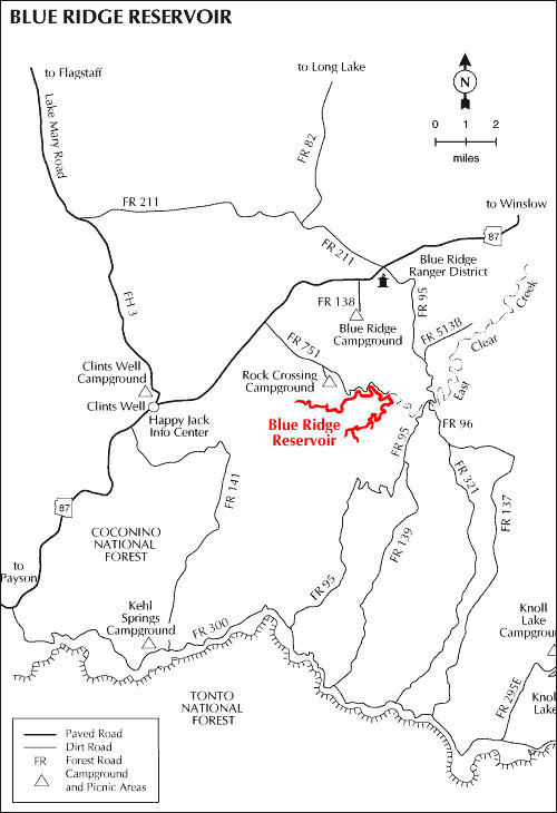 Mapa de Direções para Blue Ridge Reservatório e Rock Travessia Acampamento