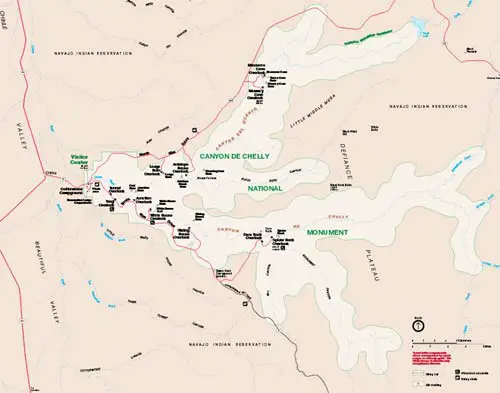 Map of Canyon de Chelly Scenic Drives
