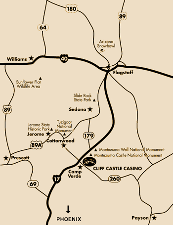 Cliff Castle Casino Map
