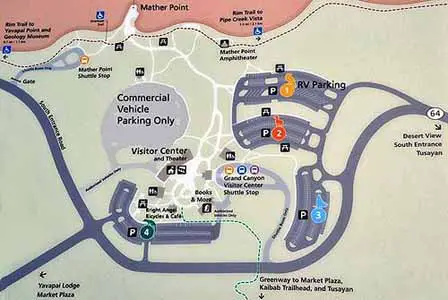 Parking Lot Diagram Options at Grand Canyon Village