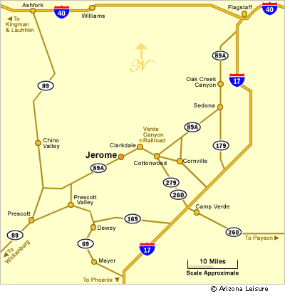 Map of Jerome, Arizona