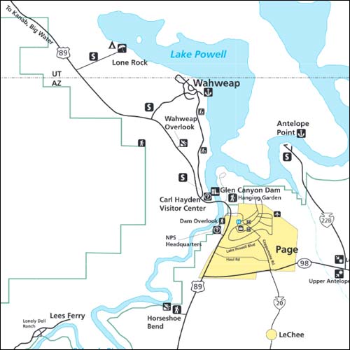 Map Showing Location of Horseshoe Bend in Relation To Page, Arizona and Lake Powell