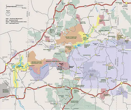 Map Location of Grand Canyon National Park