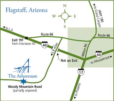 Map to Flagstaff Aboretum