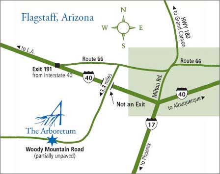 Map to Flagstaff Aboretum