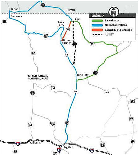 Map showing Page Arizona and routes to Lake Powell and Antelope Point