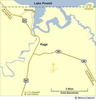 Area Map Of Lake Powell & Page, Arizona