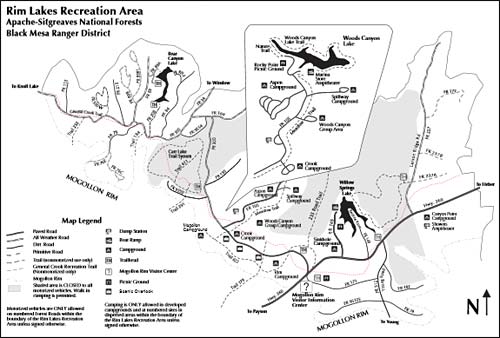 Map Location of Aspen RV Campground Next To Woods Canyon Lake