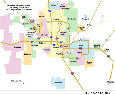 Map Of Phoenix Metro Area Phoenix Arizona Area Map of Greater Phoenix and Scottsdale Area