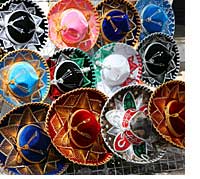 Mexican hats are just one of the many products for sale in Nogales, Mexico.