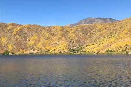 Apache Lake colorful desert canyon shoreline and mountain scenery